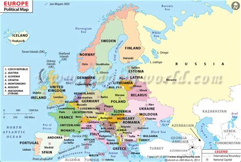 Europe Political Map Political Map Of Europe With Countries And Capitals