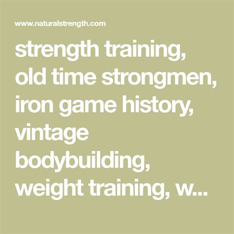 Strength Training Old Time Strongmen Iron Game History Vintage