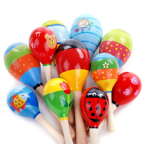 Baby Wooden Maraca Hand Rattles Kids Musical Party Favor Child Baby
