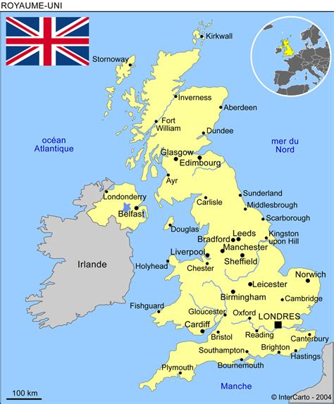 Carte Géographique Et Touristique Du Royaume Uni Londres Géographie