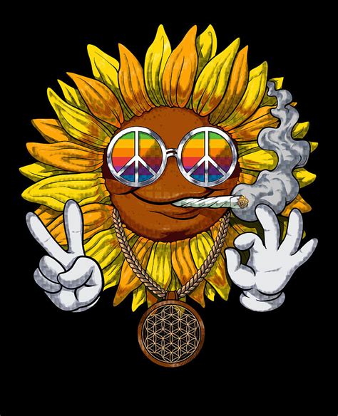 Hippie Stoner Sunflower Digital Art By Nikolay Todorov Fine Art America