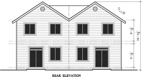 House Front Drawing Elevation View For D 473 Duplex House Plans Row