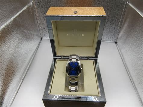 Concord La Scala Curvex 14 G3 1480 2 Quartz Mens Watch Rare Blue Face