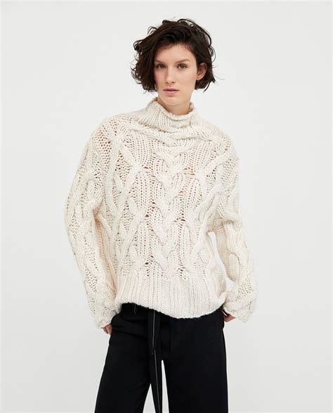 oversized cable knit sweater sweaters knitwear woman zara united states knitted sweaters