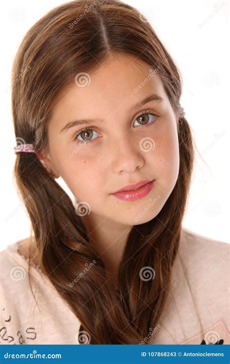 portrait of an adorable preteen girl close up stock image image of fashion face 107868243