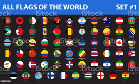 All Flags Of The World In Alphabetical Order Flat Style Set 1 Of 3
