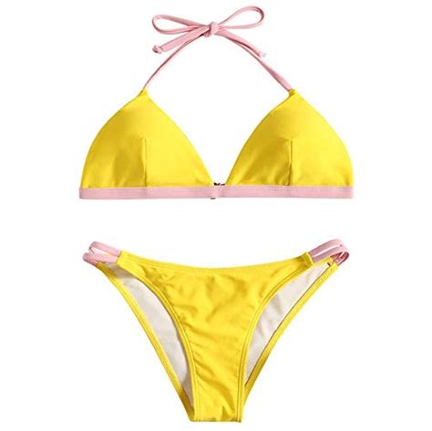 Womens Pure Push Ups Bra Beach Bikini Summer Suspension S Yellow Sing