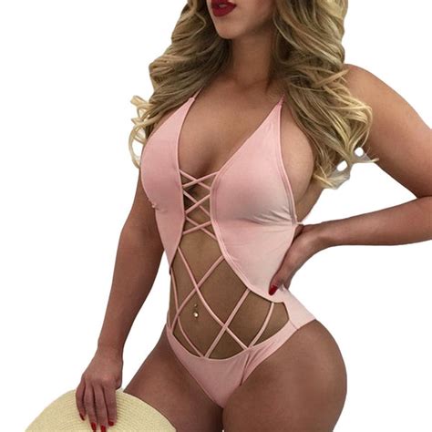New Sexy Women Bandage Swimsuit Monokini Strappy Hollow Out Backless B
