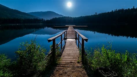 Iconic Moonlight Night View Of Mount Hood And Lost Lake Wallpaper Backiee
