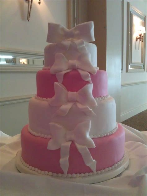 Pink And White Bows Wedding Cake Bow Wedding Cakes Wedding Cakes Cake