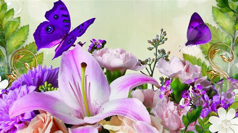 Here is an incredible full 3d setting with the dazzling brightness of spring flowers in. Butterfly And Flower Wallpaper - WallpaperSafari