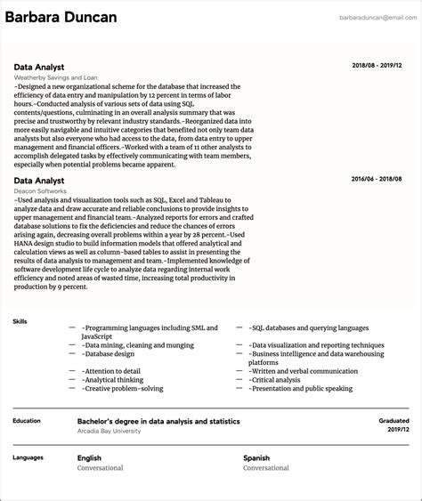 Resume Summary Examples For Data Analyst Resume Example Gallery