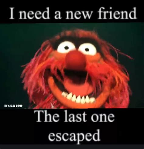 I Need A New Friend The Last One Escaped Animal Muppets Funny