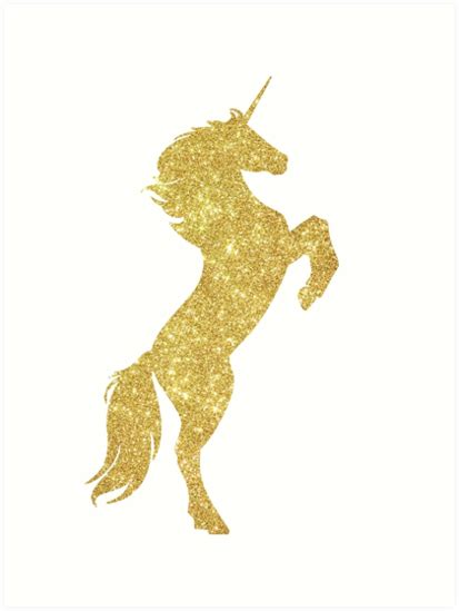 Gold Sparkly Unicorn Art Print By Jazzyaims Redbubble