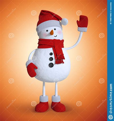 Snowman Waving Hand 3d Character Illustration Christmas Holiday Clip