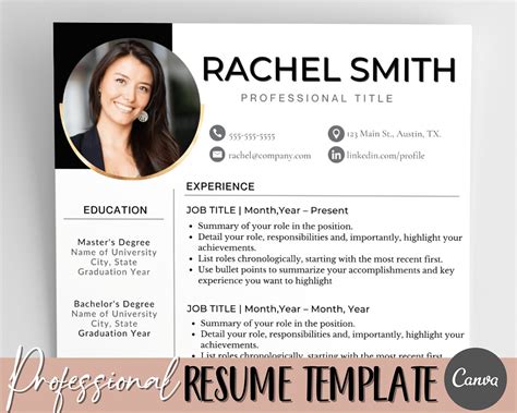 Resume Template Professional Resume Template Bundle Cover Etsy