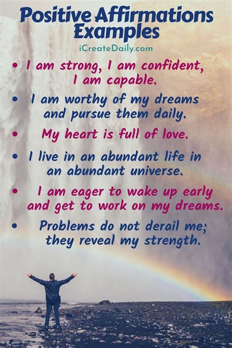 List Of Positive Affirmations To Help You Succeed Icreatedaily