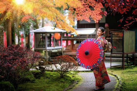 Japanese Girl Walk In Temple Photograph By Anek Suwannaphoom Pixels