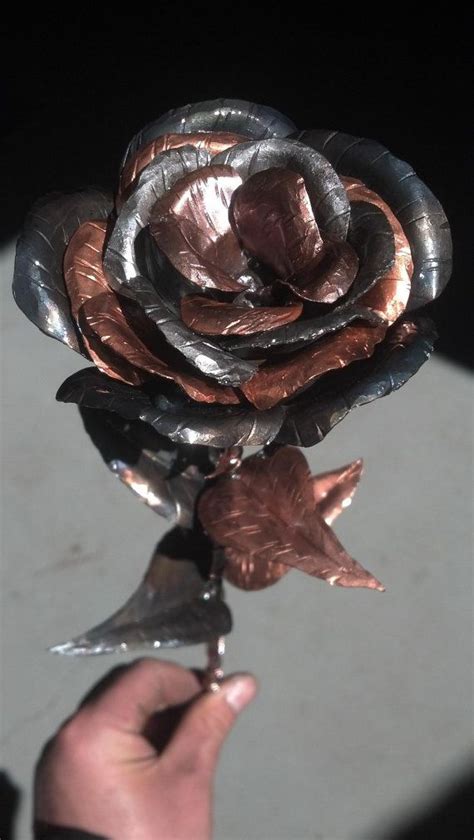 Metal Rose Steel And Copper Rose Sculpture By Customcitizen Metal