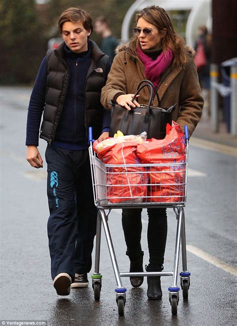 Elizabeth Hurley With Son Damian While Picking Up Christmas Essentials