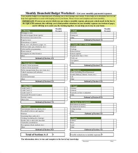 13 Household Budget Templates Free Sample Example Format Download