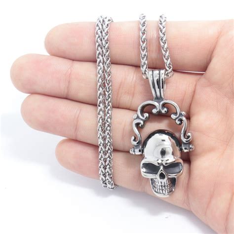 2018 New Products 316l Stainless Steel Gothic Punk Skull Silver Tone