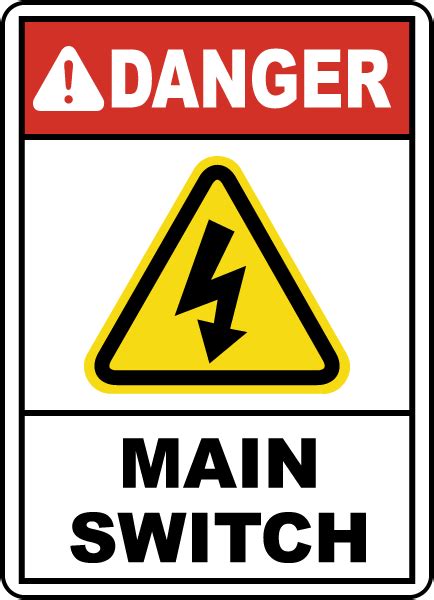 Danger Main Switch Sign E2246 By