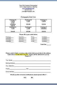 create  photography order form career trend