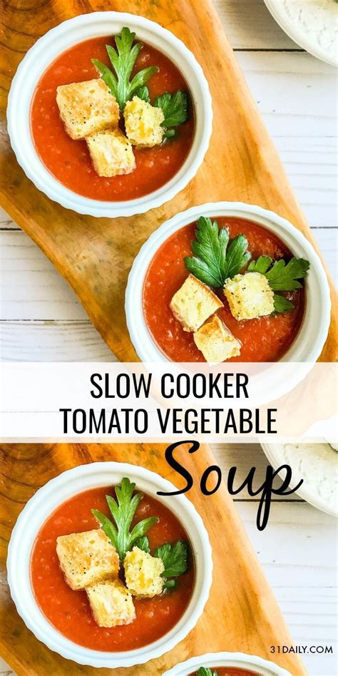 So it's time to break out the slow cooker recipes. Slow Cooker Tomato Soup with Parmesan Croutons | Recipe | Homemade soup recipe, Slow cooker ...