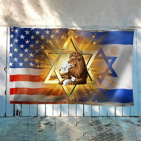 Jewish Grommet Flag Lion Of Judah Israel American Flag Qnk1023gf Flagwix