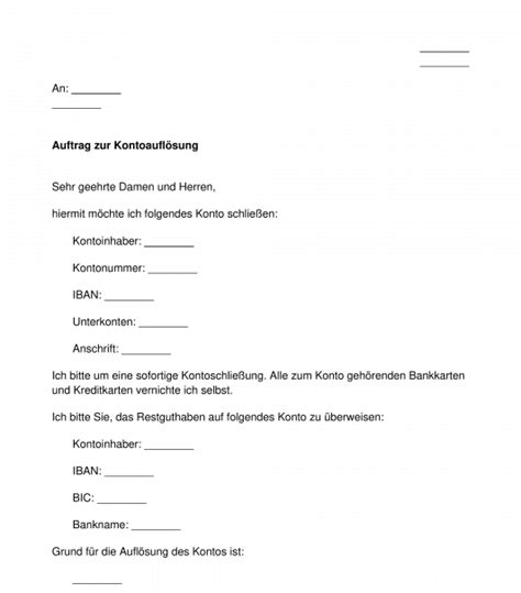 Unter einer eingruppierung versteht man die zuordnung des arbeitnehmers und der von ihm ausgeübten tätigkeit zu einer vergütungsgruppe. Antrag auf Kontoschließung - Muster, Vorlage Word PDF