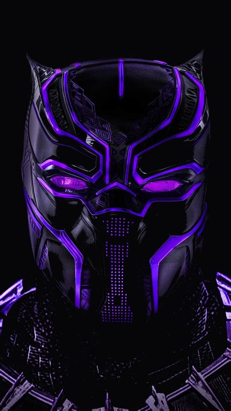 Black Panther Superhero Dark Glowing Mask 720x1280 Wallpaper