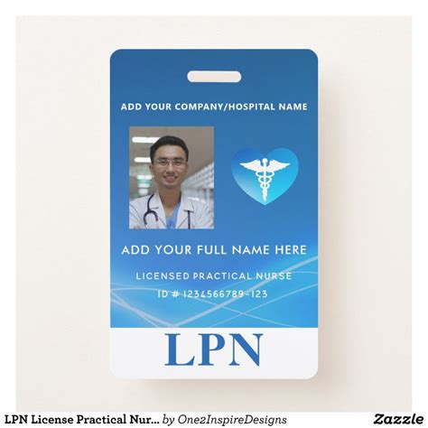 Lpn License Practical Nurse Photo Id With Logo Badge In