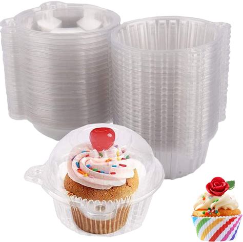 200pcs Disposable Plastic Cake Box Single Cupcake Muffin Dome Holder