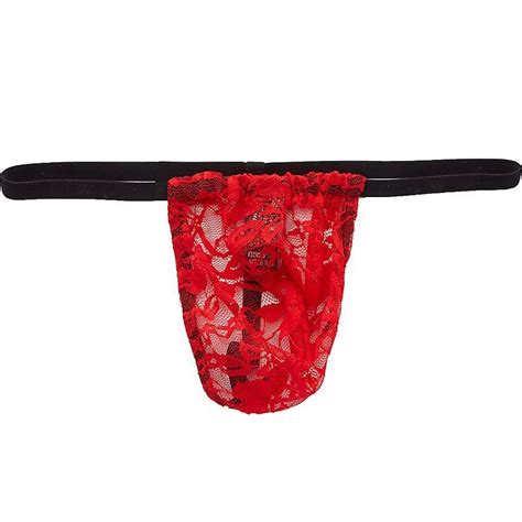 stretch lace posing strap one size red