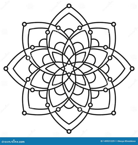 Black And White Round Symmetrical Pattern Fancy Decorative Mandala
