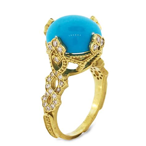 Passion Sleeping Beauty Turquoise Diamond K Gold Ring Stambolian