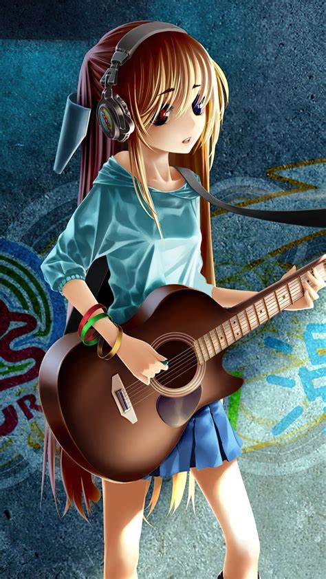 2160x3840 Anime Girl Guitar Grafitti 4k Sony Xperia Xxzz5 Premium Hd 4k Wallpapers Images