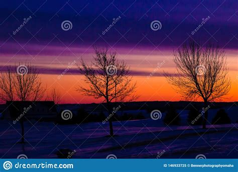 Colorful Winter Sunrise Stock Image Image Of Trees 146933725