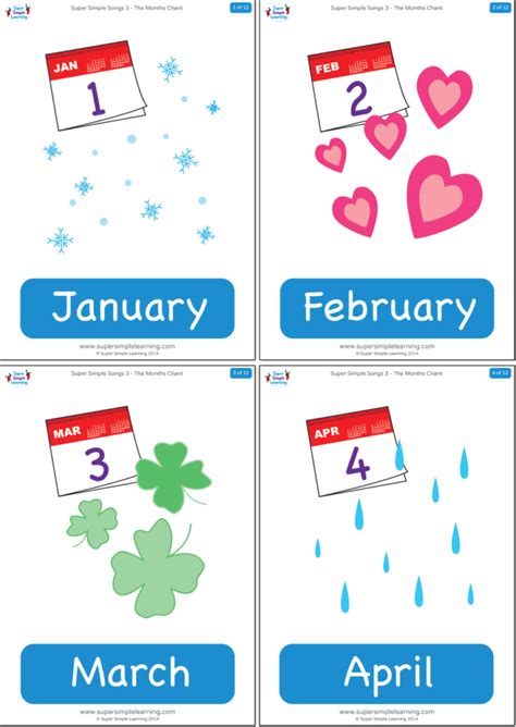 The Months Chant Flashcards Super Simple