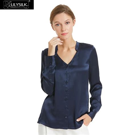 Lilysilk Shirt Blouse Women Elegant Feminine Silk 22mm Office V Neck Summer Ladies Free Shipping