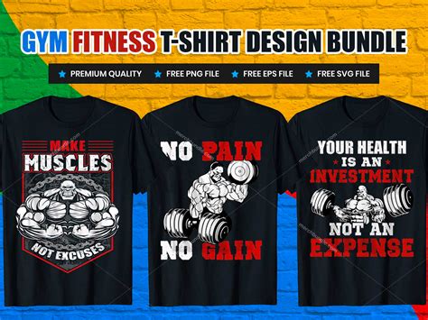 gym t shirt design bundle behance