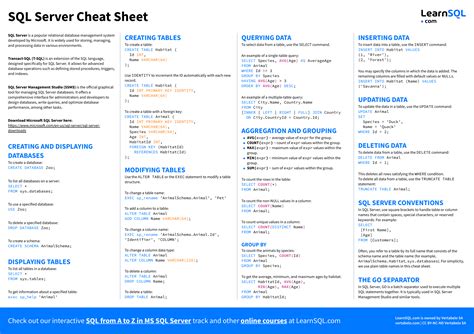 SQL Server Cheat Sheet LearnSQL