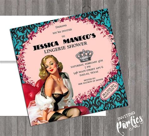 Items Similar To Vintage Pin Up Girl Invitation Bachelorette Party Hens Night Lingerie Shower
