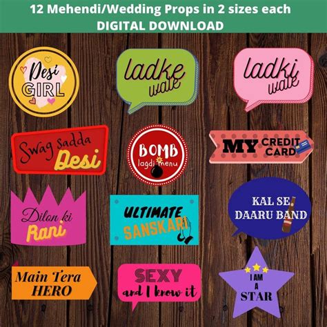 Indian Wedding Props Indian Props Desi Props Wedding Props Bollywood Photobooth Props Desi