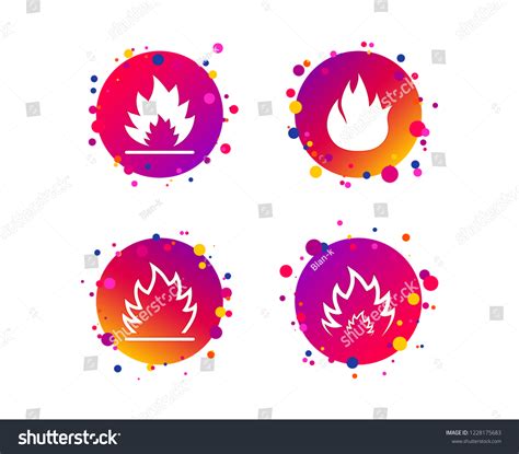 Fire Flame Icons Heat Symbols Inflammable Vector De Stock Libre De