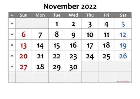 November 2022 Calendar