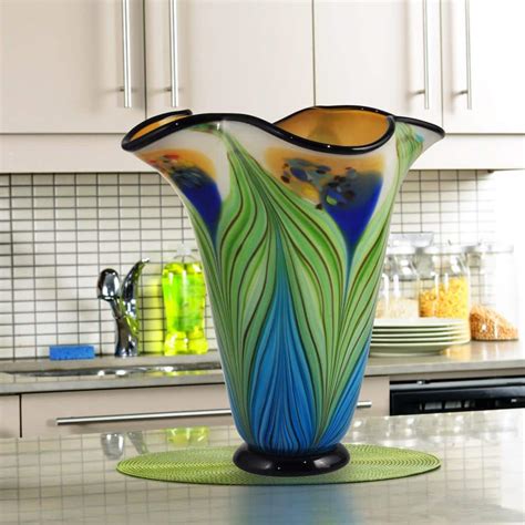 Dale Tiffany 1275 In Multi Colored Kalmia Hand Blown Art Glass Vase