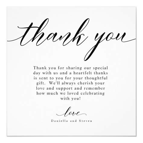 Classic Script Calligraphy Wedding Thank You Card Zazzle In 2021