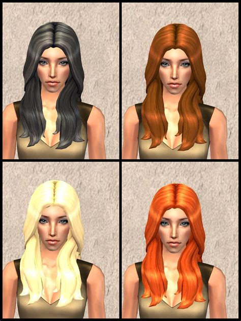 Theninthwavesims The Sims 2 Ts4 Base Game Long Wavy Hair For The Sims 2